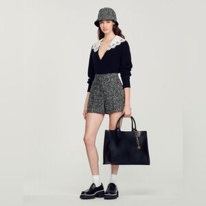 Sandro Space Tweed Wide-Leg Shorts – Size 38 (US 6) NWOT